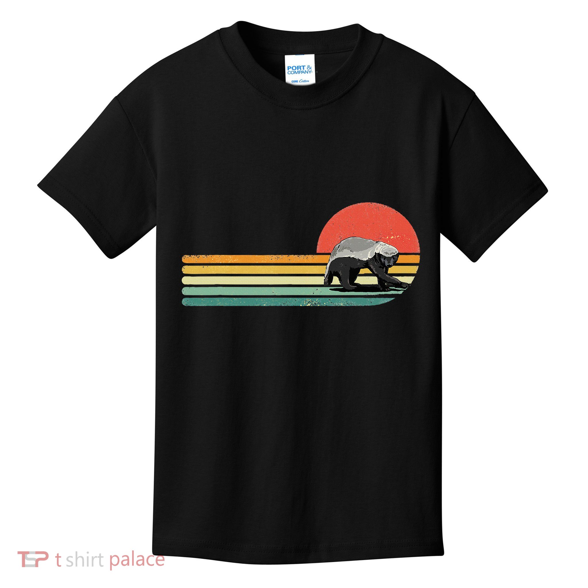 Honey Badger Retro Style Wild Animal Lover Zookeeper Kids T-Shirt