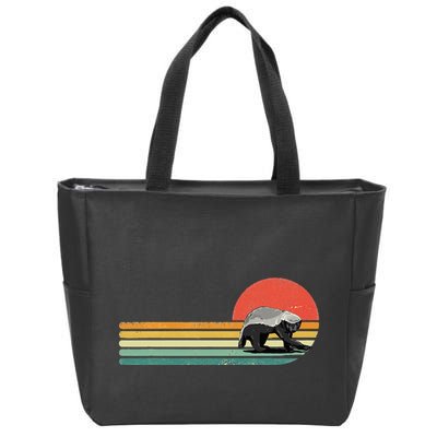 Honey Badger Retro Style Wild Animal Lover Zookeeper Zip Tote Bag