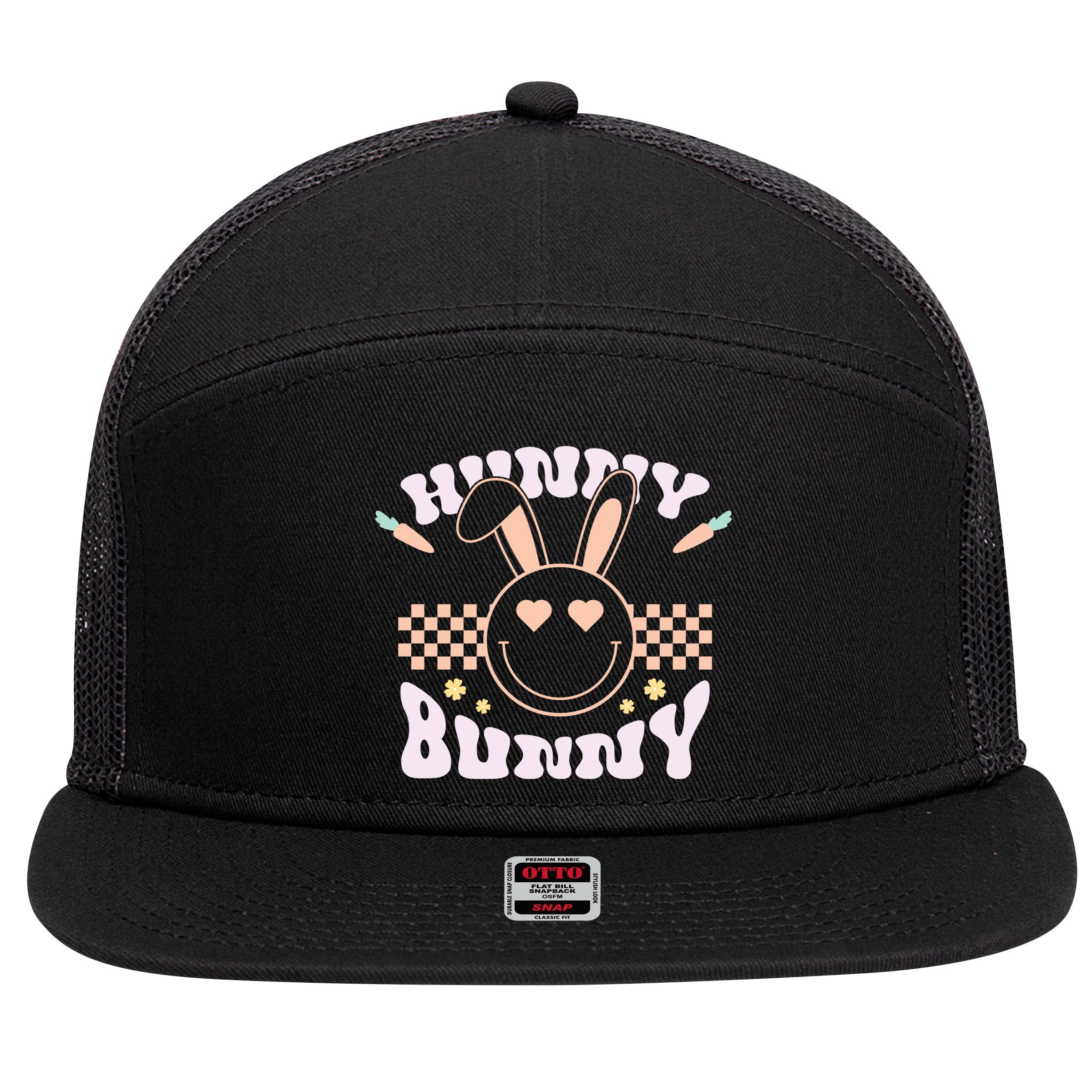 Hunny Bunny Retro Easter Holiday 7 Panel Mesh Trucker Snapback Hat