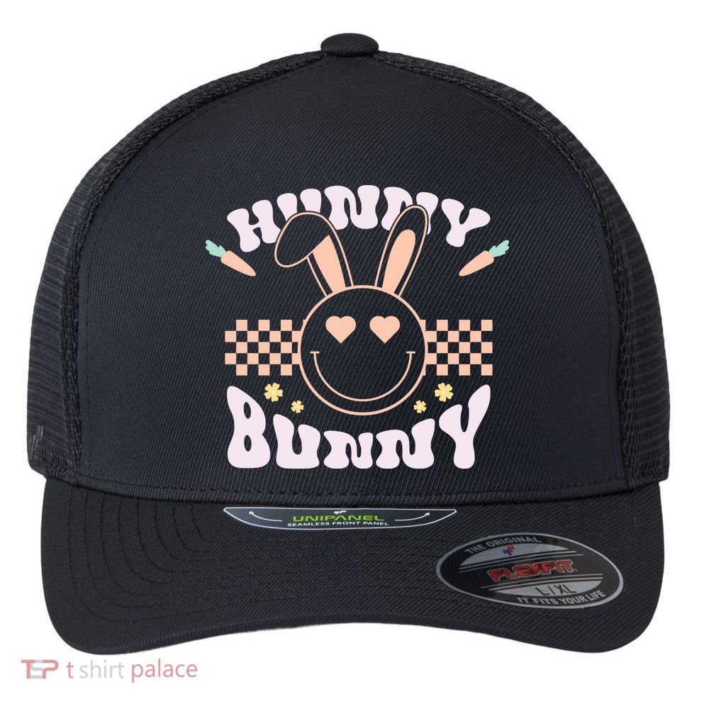 Hunny Bunny Retro Easter Holiday Flexfit Unipanel Trucker Cap