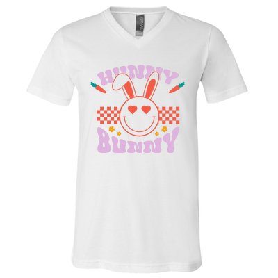 Hunny Bunny Retro Easter Holiday V-Neck T-Shirt