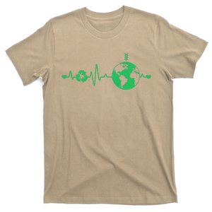 Heart Beat Recycle Earth Day Recycling Love Earth T-Shirt