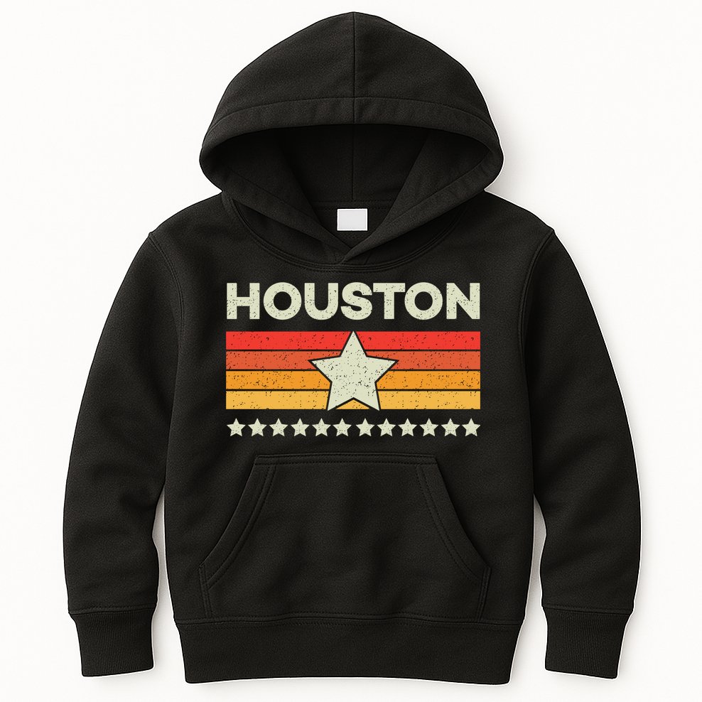 Houston Baseball Retro Vintage Kids Hoodie