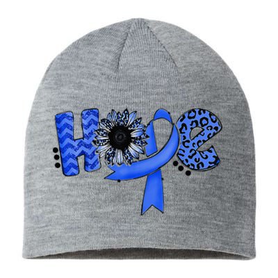 Hope Blue Ribbon Sunflower Colorectal Colon Cancer Awareness Sustainable Beanie