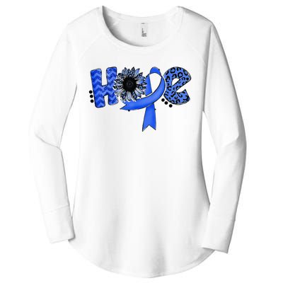 Hope Blue Ribbon Sunflower Colorectal Colon Cancer Awareness Women's Perfect Tri Tunic Long Sleeve Shirt