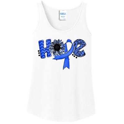 Hope Blue Ribbon Sunflower Colorectal Colon Cancer Awareness Ladies Essential Tank