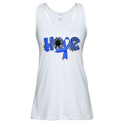 Hope Blue Ribbon Sunflower Colorectal Colon Cancer Awareness Ladies Essential Flowy Tank