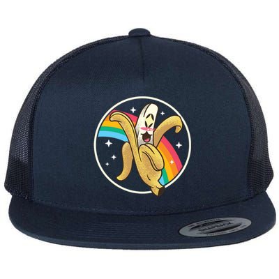 Happy Banana Rainbow Japan Style Otaku Kawaii Vaporwave Funny Gift Flat Bill Trucker Hat