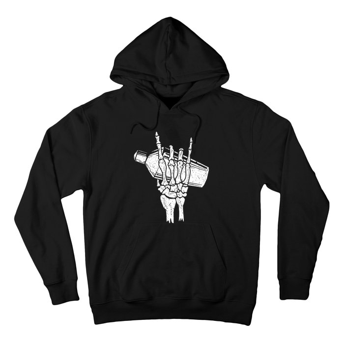 Halloween Bartender Rock On Hand Shaker Skeleton Bartending Hoodie