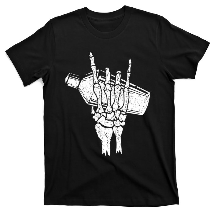 Halloween Bartender Rock On Hand Shaker Skeleton Bartending T-Shirt