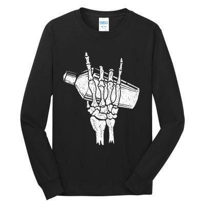 Halloween Bartender Rock On Hand Shaker Skeleton Bartending Tall Long Sleeve T-Shirt