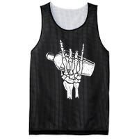 Halloween Bartender Rock On Hand Shaker Skeleton Bartending Mesh Reversible Basketball Jersey Tank