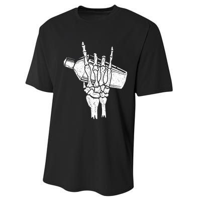 Halloween Bartender Rock On Hand Shaker Skeleton Bartending Performance Sprint T-Shirt