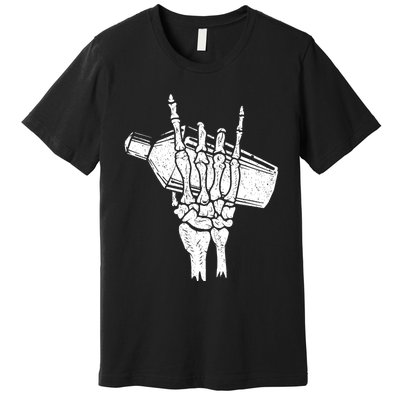 Halloween Bartender Rock On Hand Shaker Skeleton Bartending Premium T-Shirt