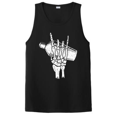 Halloween Bartender Rock On Hand Shaker Skeleton Bartending PosiCharge Competitor Tank