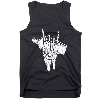 Halloween Bartender Rock On Hand Shaker Skeleton Bartending Tank Top