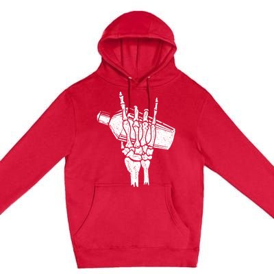 Halloween Bartender Rock On Hand Shaker Skeleton Bartending Premium Pullover Hoodie