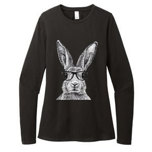 Hipster Bunny Rabbit Wearing Glasses Funny Drawing Womens CVC Long Sleeve Shirt