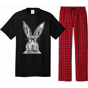 Hipster Bunny Rabbit Wearing Glasses Funny Drawing Pajama Set