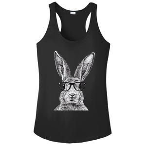 Hipster Bunny Rabbit Wearing Glasses Funny Drawing Ladies PosiCharge Competitor Racerback Tank