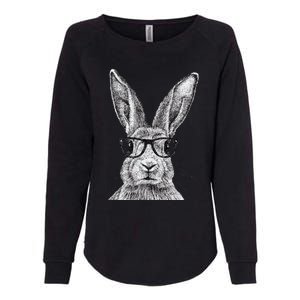 Hipster Bunny Rabbit Wearing Glasses Funny Drawing Womens California Wash Sweatshirt