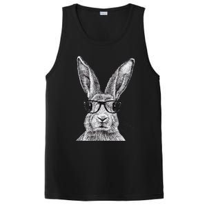 Hipster Bunny Rabbit Wearing Glasses Funny Drawing PosiCharge Competitor Tank