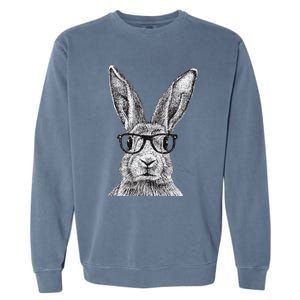 Hipster Bunny Rabbit Wearing Glasses Funny Drawing Garment-Dyed Sweatshirt