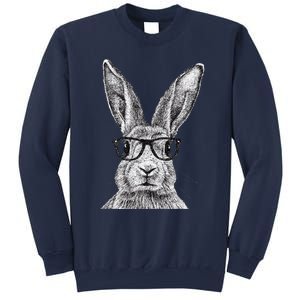 Hipster Bunny Rabbit Wearing Glasses Funny Drawing Sweatshirt