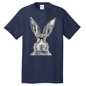 Hipster Bunny Rabbit Wearing Glasses Funny Drawing Tall T-Shirt