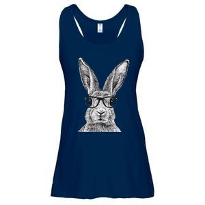 Hipster Bunny Rabbit Wearing Glasses Funny Drawing Ladies Essential Flowy Tank