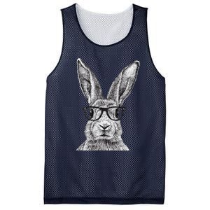 Hipster Bunny Rabbit Wearing Glasses Funny Drawing Mesh Reversible Basketball Jersey Tank