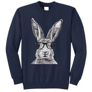 Hipster Bunny Rabbit Wearing Glasses Funny Drawing Tall Sweatshirt