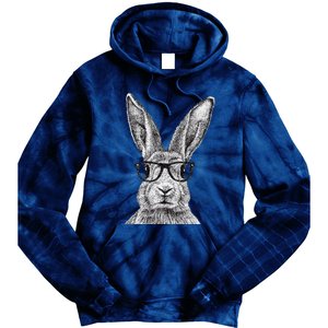 Hipster Bunny Rabbit Wearing Glasses Funny Drawing Tie Dye Hoodie