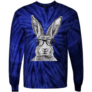 Hipster Bunny Rabbit Wearing Glasses Funny Drawing Tie-Dye Long Sleeve Shirt