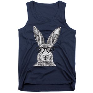 Hipster Bunny Rabbit Wearing Glasses Funny Drawing Tank Top