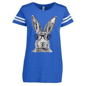 Hipster Bunny Rabbit Wearing Glasses Funny Drawing Enza Ladies Jersey Football T-Shirt