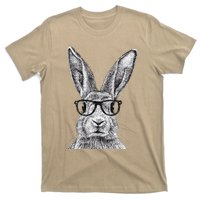 Hipster Bunny Rabbit Wearing Glasses Funny Drawing T-Shirt