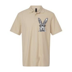 Hipster Bunny Rabbit Wearing Glasses Funny Drawing Softstyle Adult Sport Polo