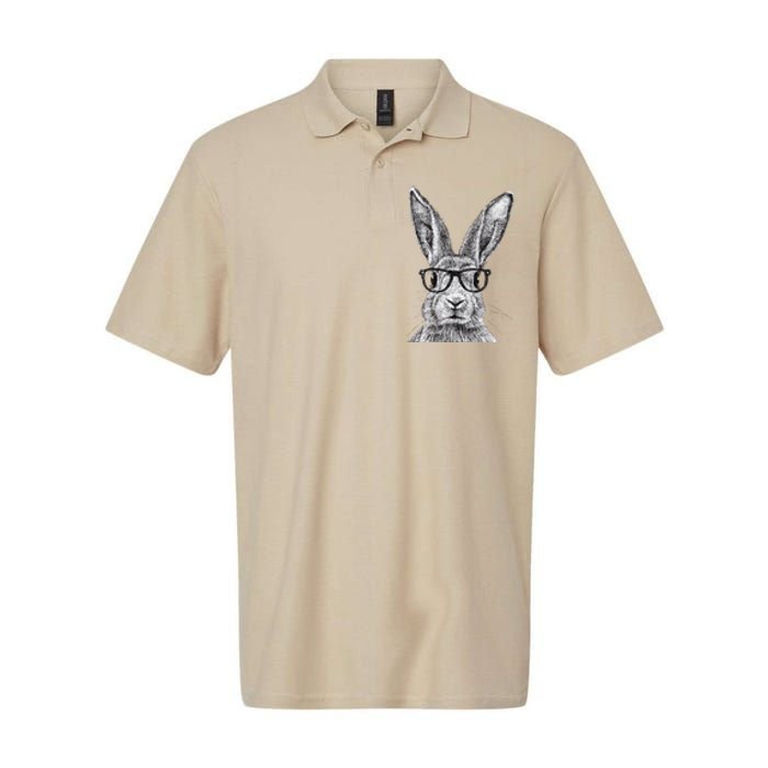 Hipster Bunny Rabbit Wearing Glasses Funny Drawing Softstyle Adult Sport Polo