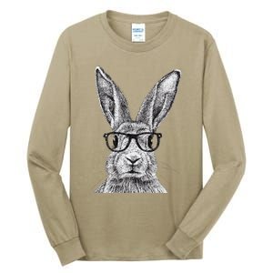 Hipster Bunny Rabbit Wearing Glasses Funny Drawing Tall Long Sleeve T-Shirt