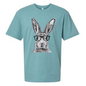 Hipster Bunny Rabbit Wearing Glasses Funny Drawing Sueded Cloud Jersey T-Shirt