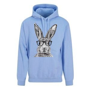 Hipster Bunny Rabbit Wearing Glasses Funny Drawing Unisex Surf Hoodie