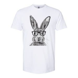 Hipster Bunny Rabbit Wearing Glasses Funny Drawing Softstyle CVC T-Shirt