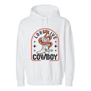 Howdy Bronc Rodeo Cow Boot Riding Horse Garment-Dyed Fleece Hoodie