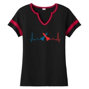 Heartbeat Blue Red Moves Checkmate King Knight Game Chess Ladies Halftime Notch Neck Tee