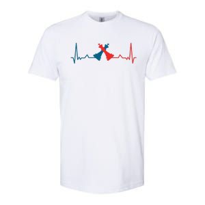 Heartbeat Blue Red Moves Checkmate King Knight Game Chess Softstyle CVC T-Shirt