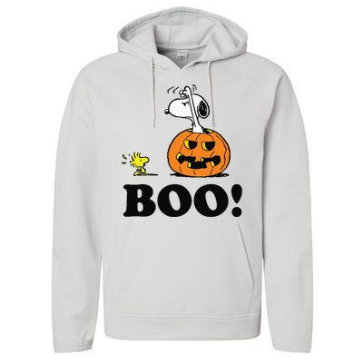 Halloween Boo Raglan Baseball Performance Fleece Hoodie