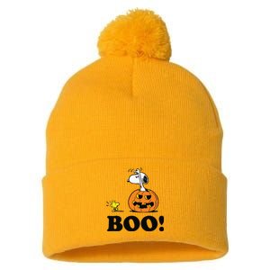 Halloween Boo Raglan Baseball Pom Pom 12in Knit Beanie