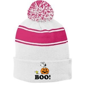 Halloween Boo Raglan Baseball Stripe Pom Pom Beanie