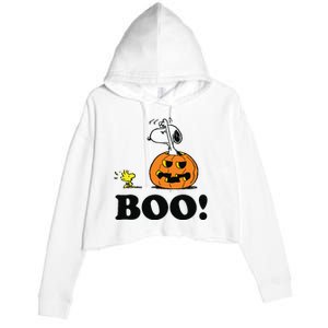 Halloween Boo Raglan Baseball Crop Fleece Hoodie